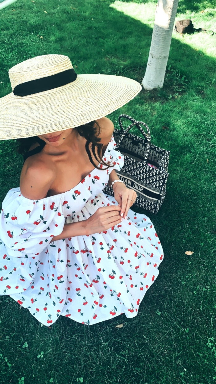 Rochie din bumbac imprimeu cirese