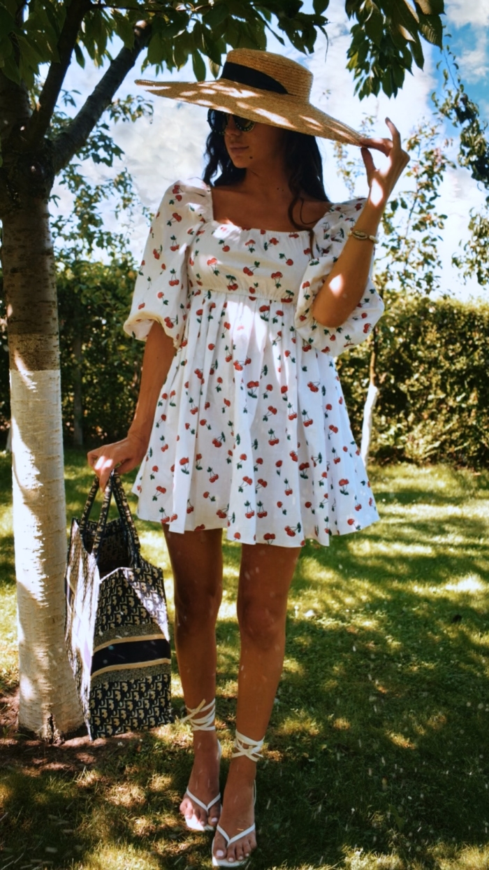 Rochie din bumbac imprimeu cirese - imagine 3