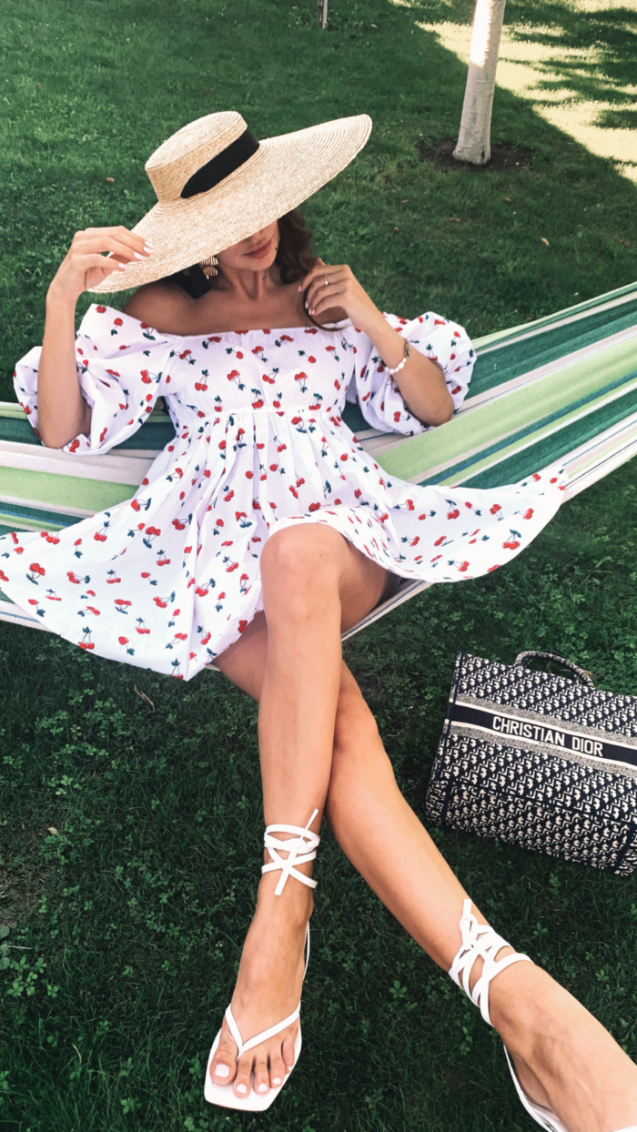 Rochie din bumbac imprimeu cirese - imagine 4
