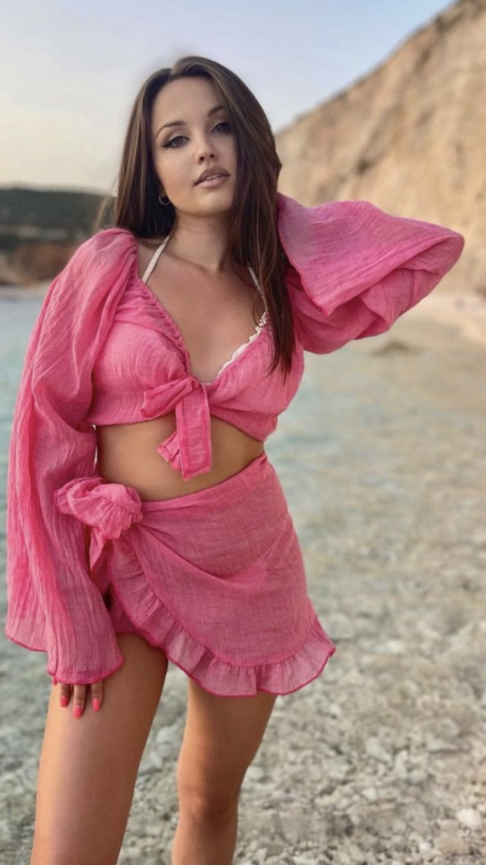 Set Latino din panza topita roz - imagine 6