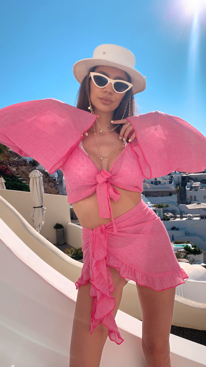 Set Latino din panza topita roz - imagine 3