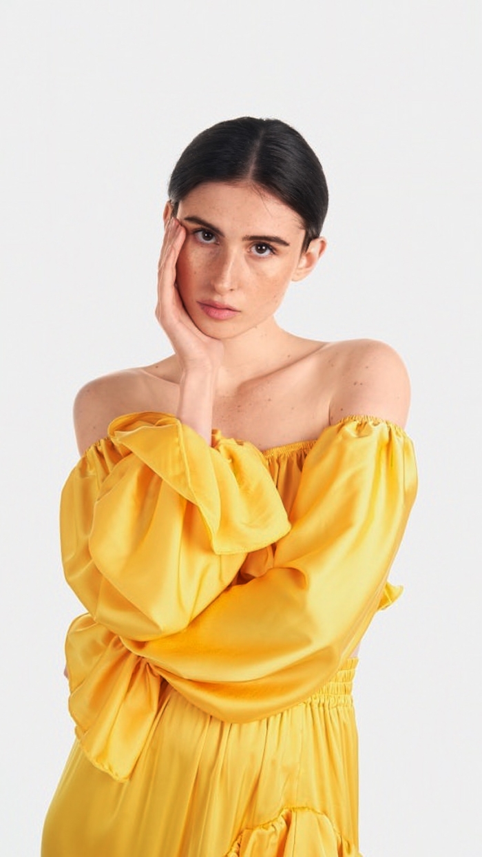 Set Juliette din saten galben - imagine 3